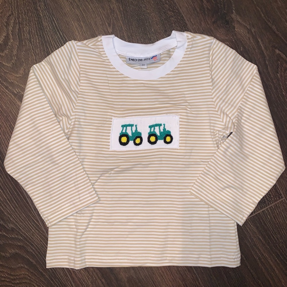 Tractor smocked shirt